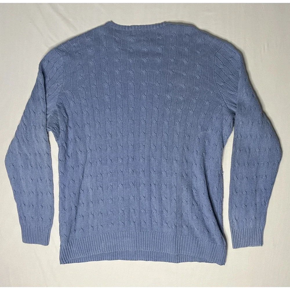 Polo Ralph Lauren 100% Silk Cableknit Sweater Men's 3XLT Periwinkle Blue Preppy